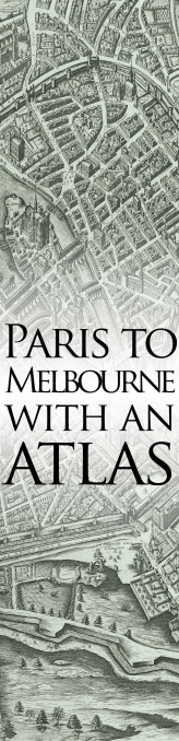 Invitation art - Paris to Melbourne with an Atlas